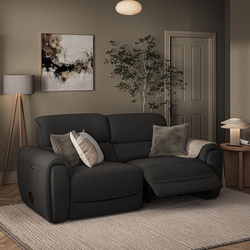 Arabella 3 Seater Power Recliner Sofa with Power Headrest and Speakers in Storm Leather 3