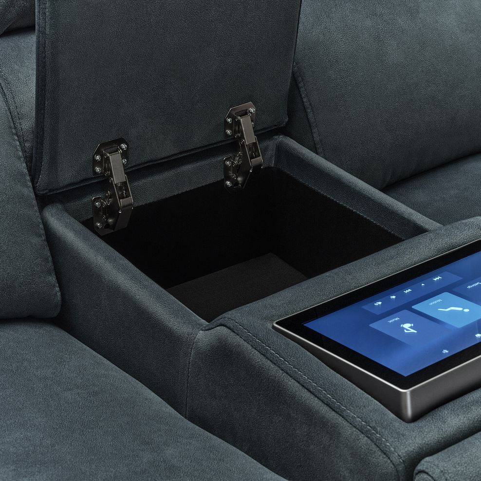 Arabella 3 Seater Recliner Console Sofa with Smart Screen in Marble Mink Fabric 9