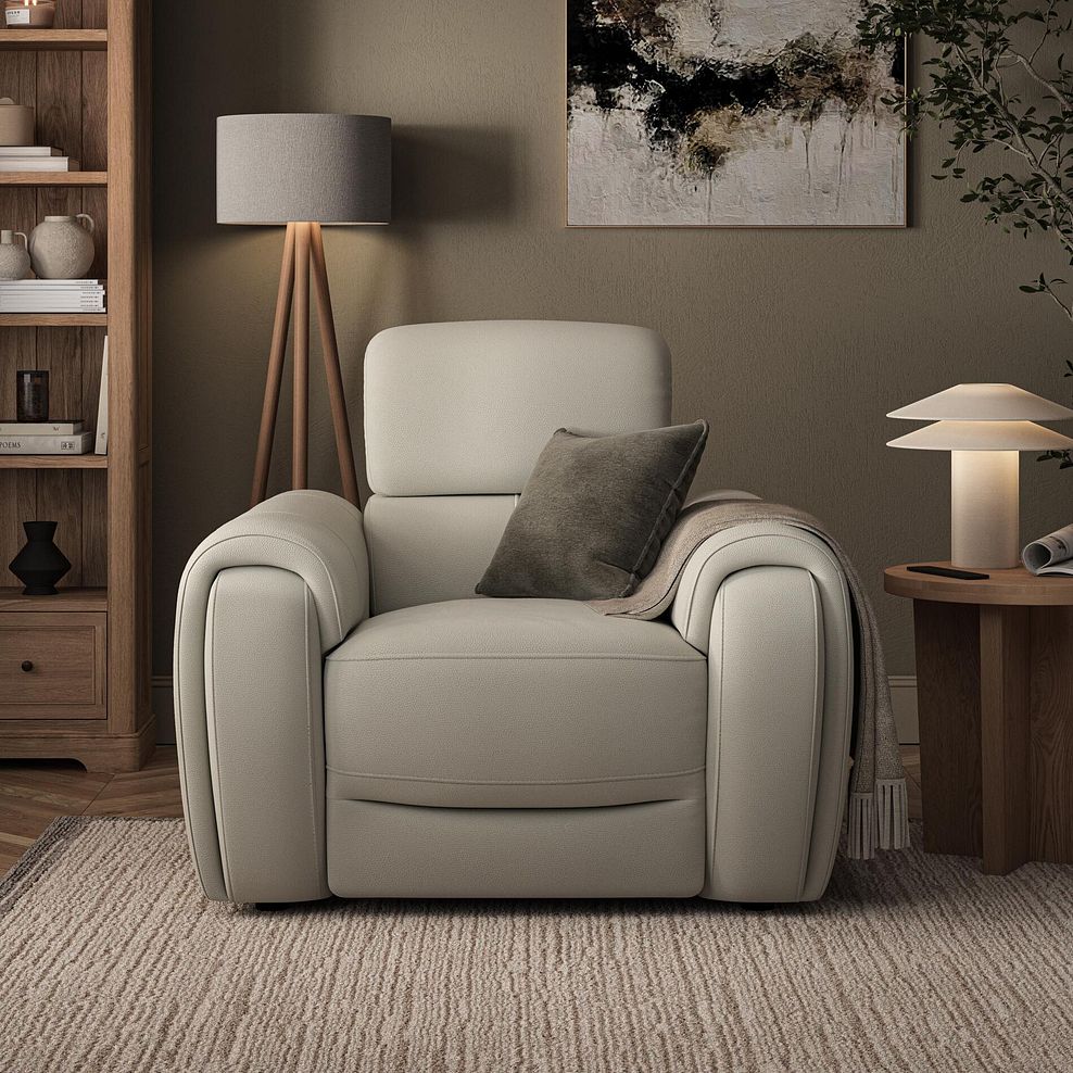 Arabella Power Recliner Armchair in Bone China Leather 4