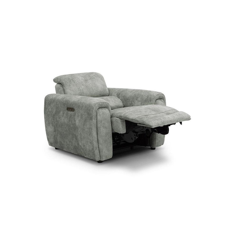 Arabella Power Recliner Armchair in Marble Silver Fabric 3