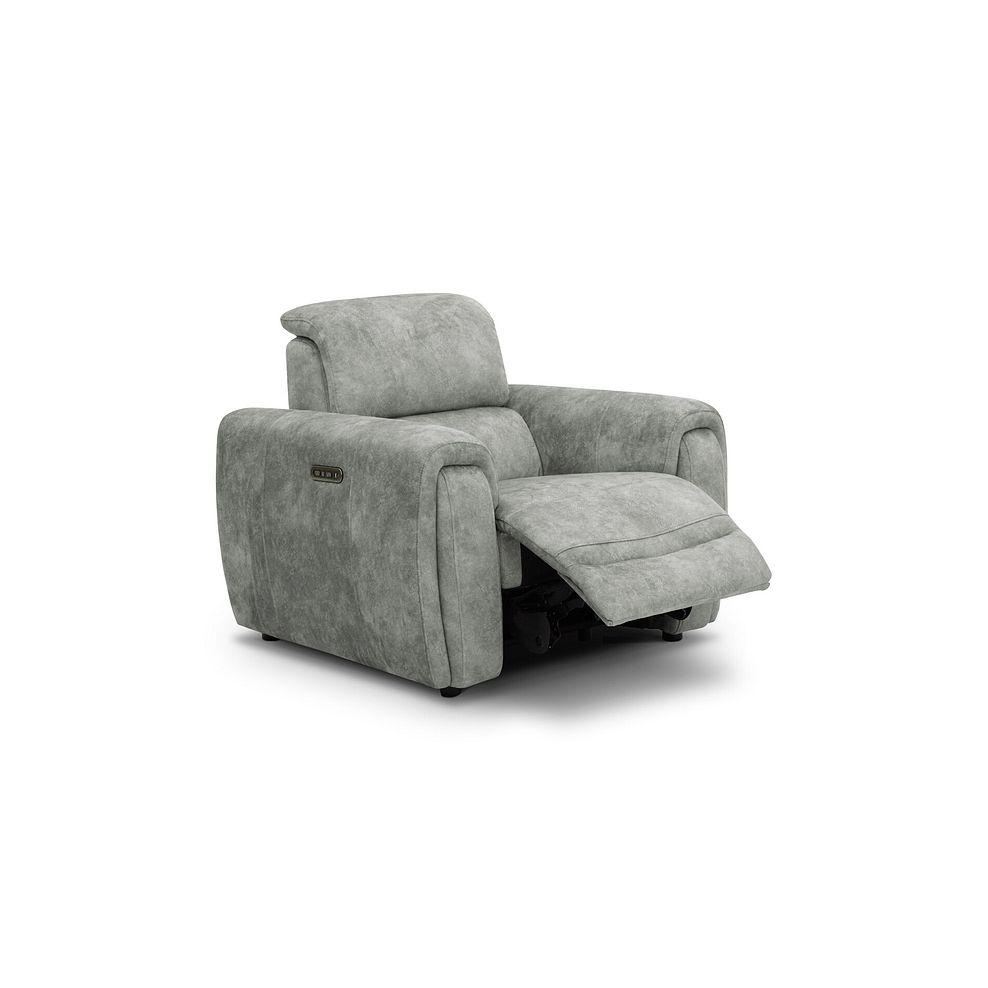 Arabella Power Recliner Armchair in Marble Silver Fabric 2