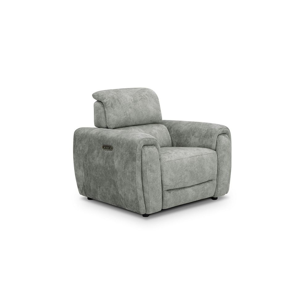 Arabella Power Recliner Armchair in Marble Silver Fabric 1