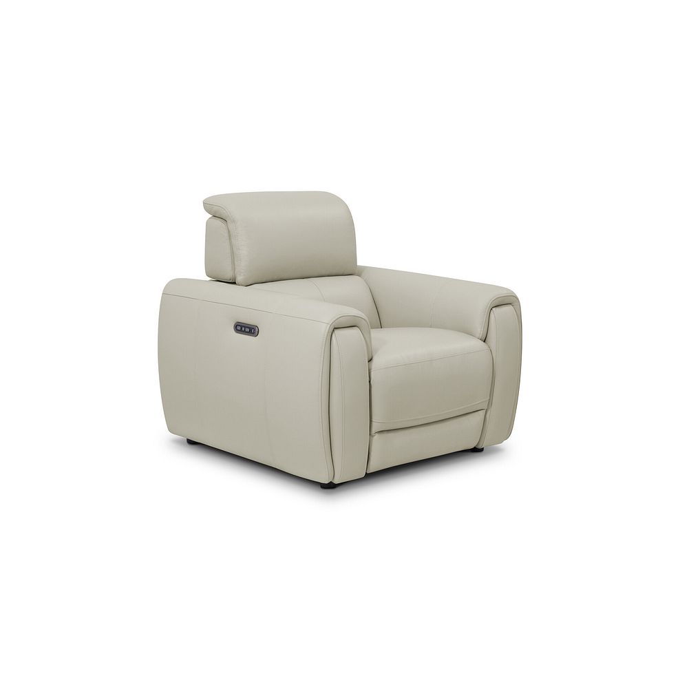 Arabella Power Recliner Armchair with Adjustable Power Headrest in Bone China Leather 1