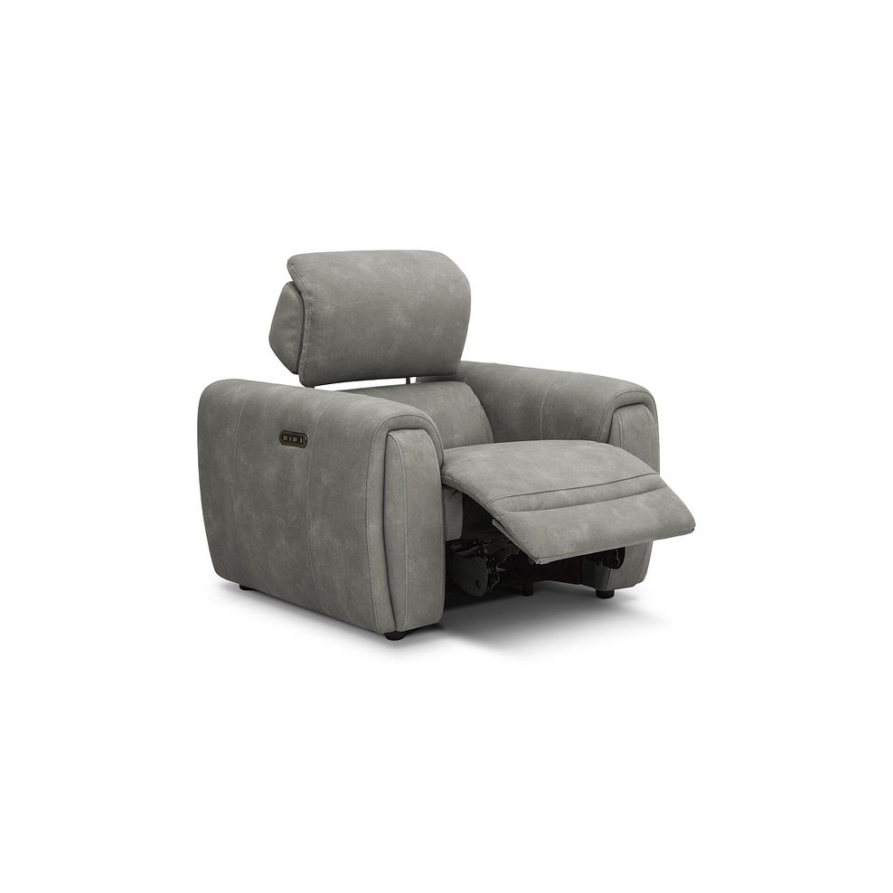 Arabella Power Recliner Armchair with Adjustable Power Headrest in Dexter Stone Fabric 4