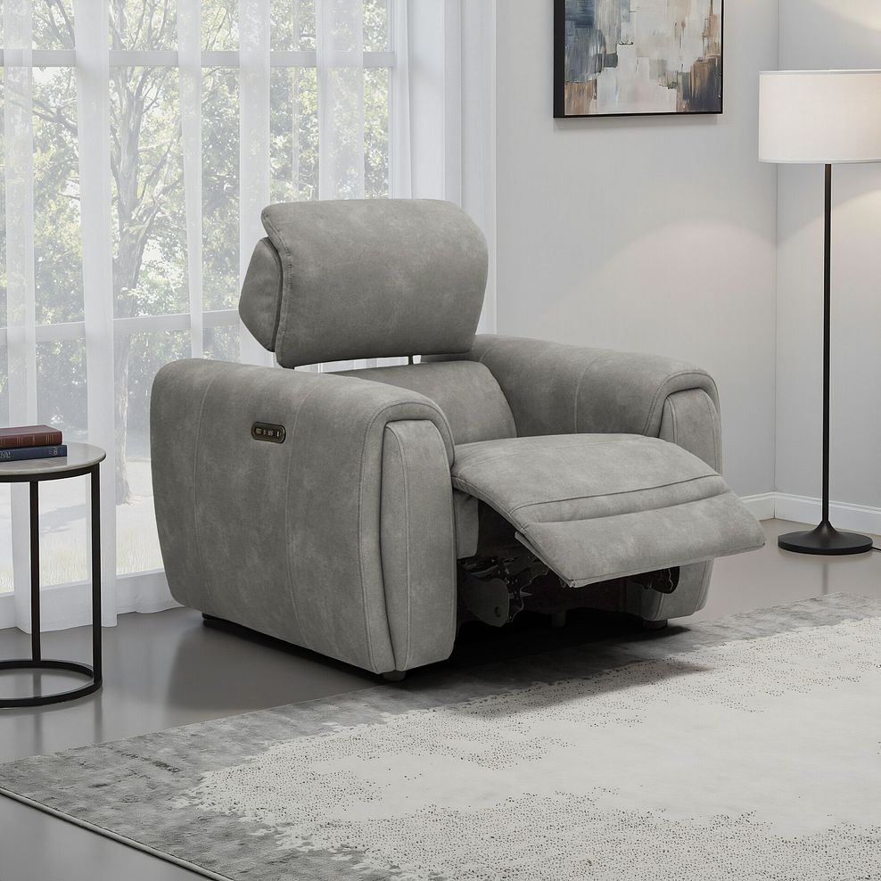 Arabella Power Recliner Armchair with Adjustable Power Headrest in Dexter Stone Fabric 1