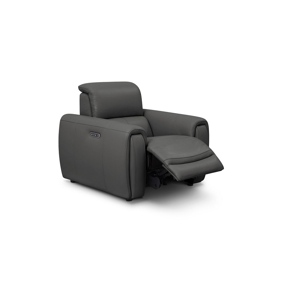 Arabella Power Recliner Armchair with Adjustable Power Headrest in Elephant Grey Leather 2