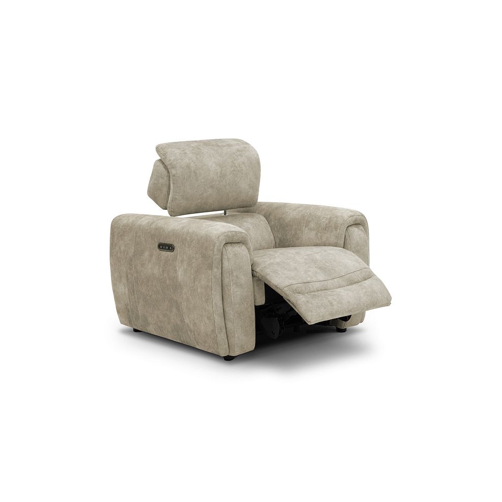 Arabella Power Recliner Armchair with Adjustable Power Headrest in Marble Cream Fabric 3