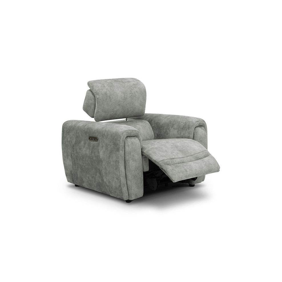 Arabella Power Recliner Armchair with Adjustable Power Headrest in Marble Silver Fabric 3