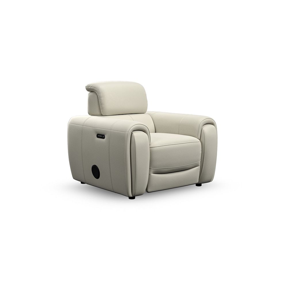 Arabella Power Recliner Armchair with Power Headrest and Speakers in Bone China Leather 1
