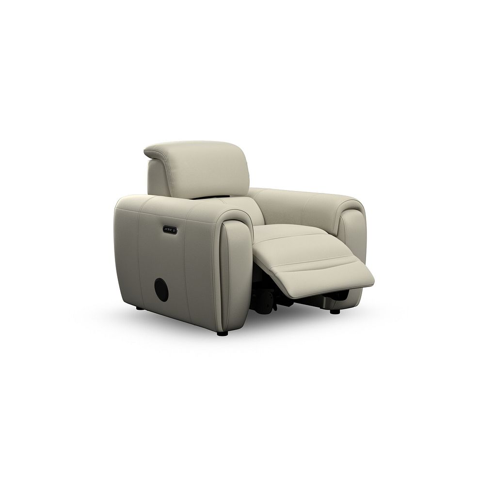 Arabella Power Recliner Armchair with Power Headrest and Speakers in Bone China Leather 2