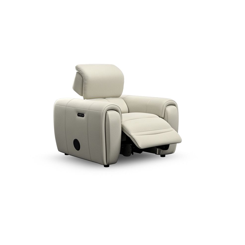 Arabella Power Recliner Armchair with Power Headrest and Speakers in Bone China Leather 3