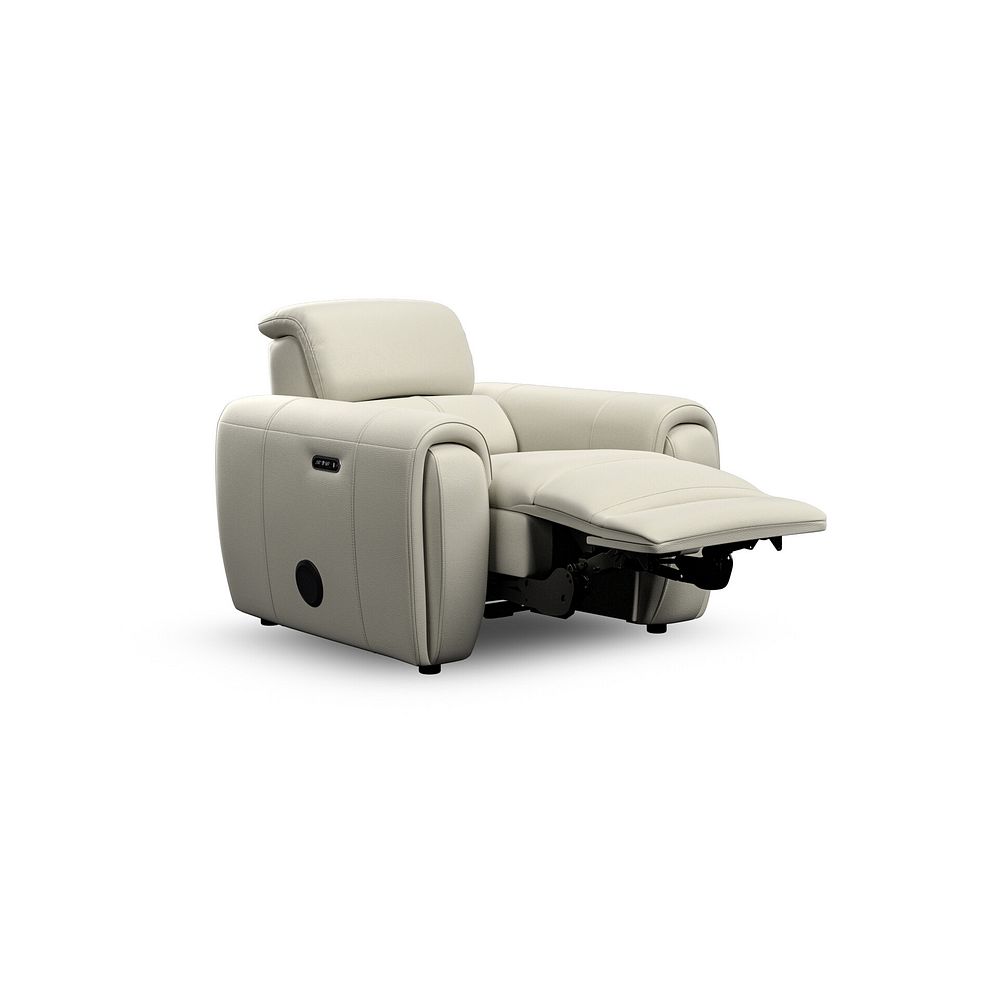 Arabella Power Recliner Armchair with Power Headrest and Speakers in Bone China Leather 4