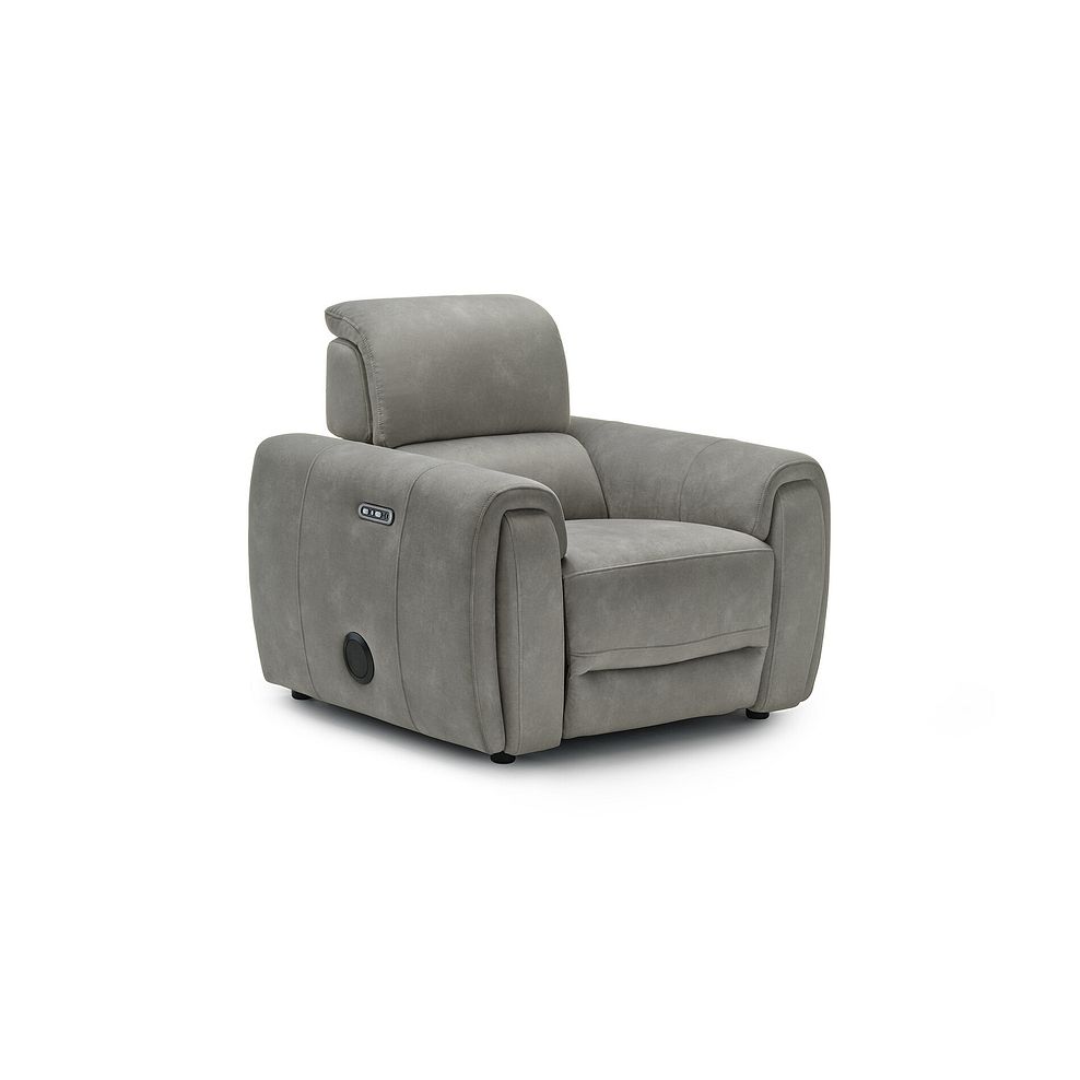 Arabella Power Recliner Armchair with Power Headrest and Speakers in Dexter Stone Fabric 1