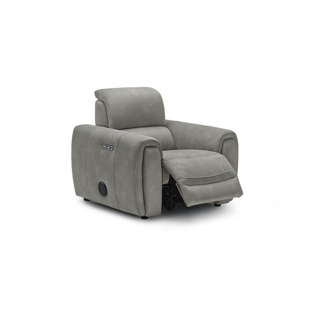 Arabella Power Recliner Armchair with Power Headrest and Speakers in Dexter Stone Fabric 2