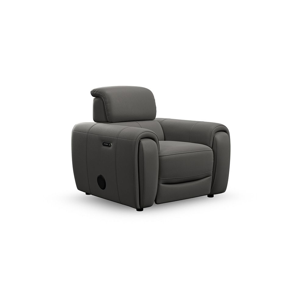 Arabella Power Recliner Armchair with Power Headrest and Speakers in Elephant Grey Leather 1