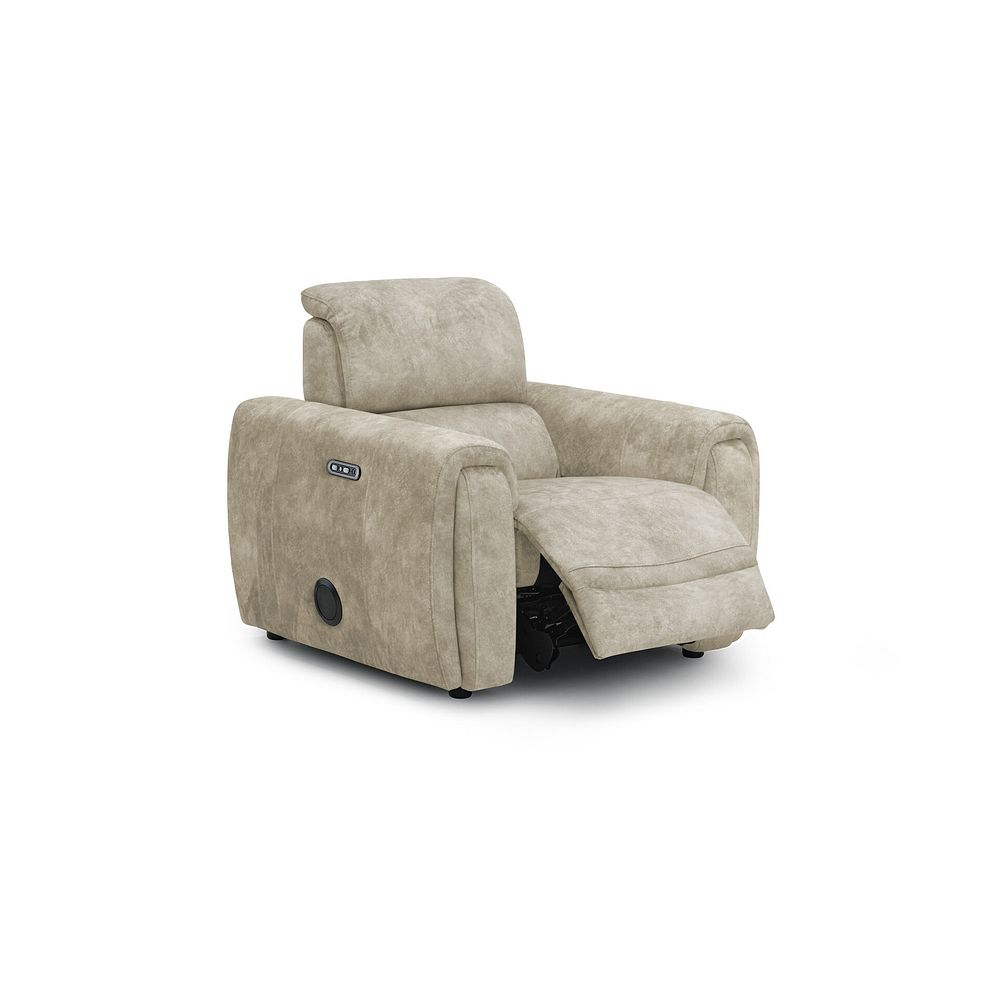 Arabella Power Recliner Armchair with Power Headrest and Speakers in Marble Cream Fabric 2