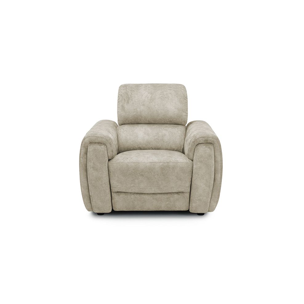 Arabella Power Recliner Armchair with Power Headrest and Speakers in Marble Cream Fabric 3