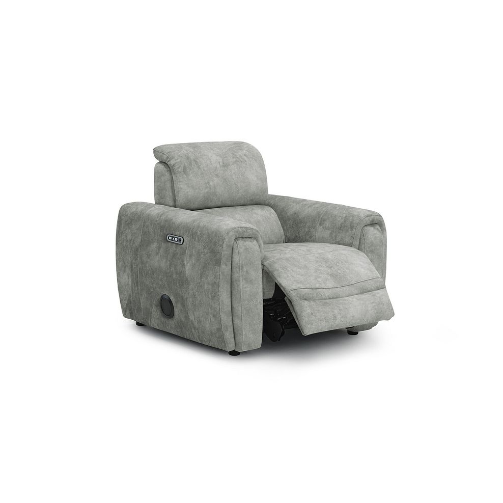 Arabella Power Recliner Armchair with Power Headrest and Speakers in Marble Silver Fabric 2