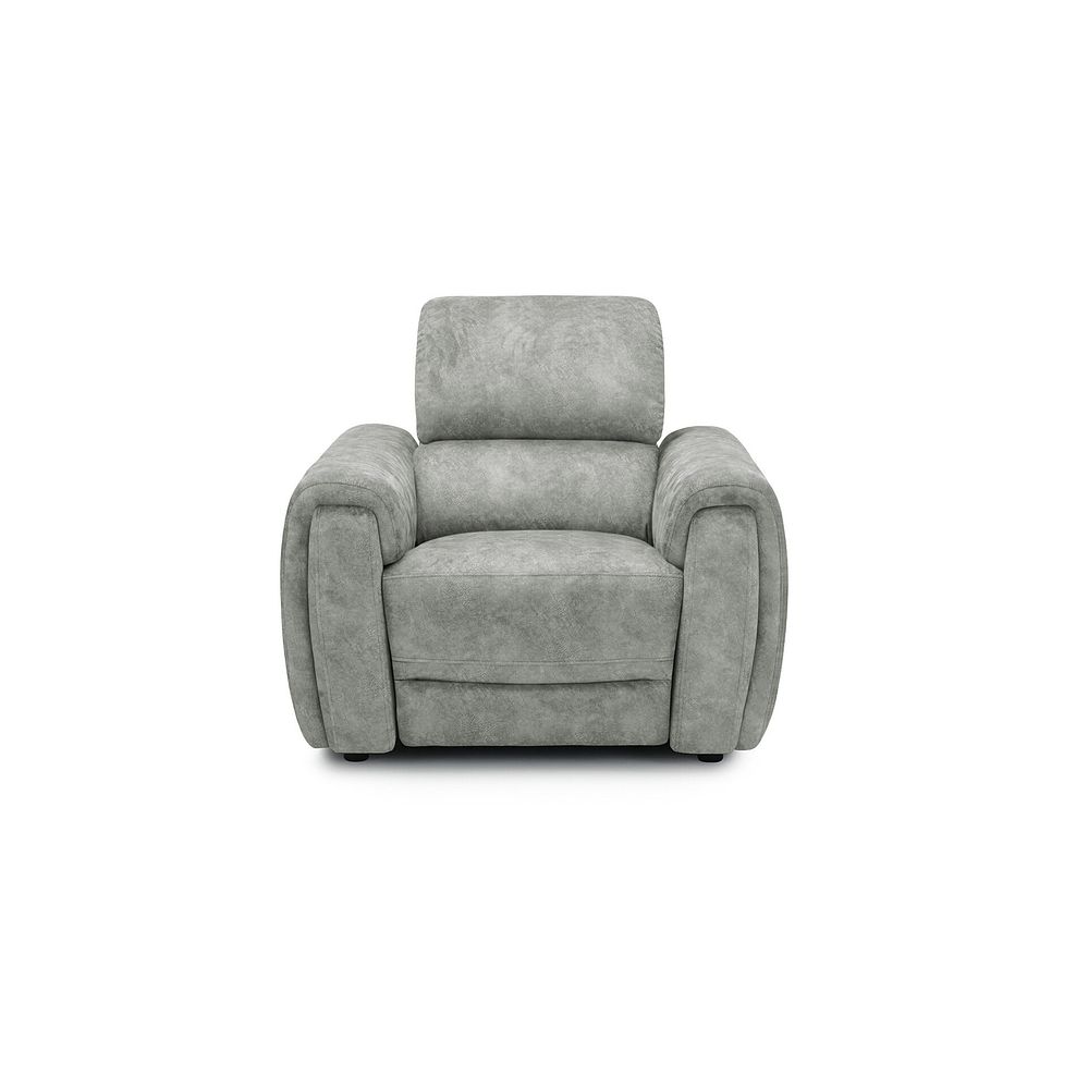 Arabella Power Recliner Armchair with Power Headrest and Speakers in Marble Silver Fabric 3
