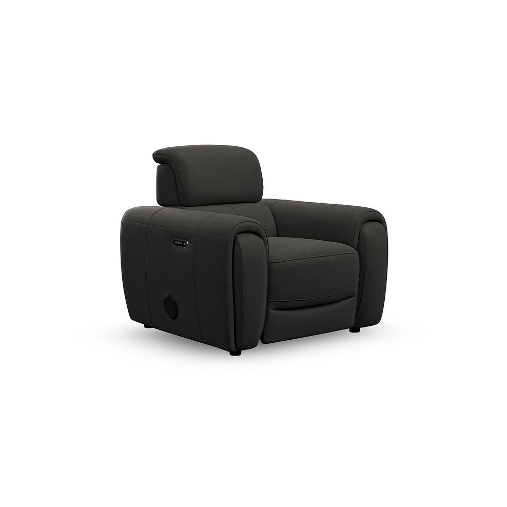Arabella Power Recliner Armchair with Power Headrest and Speakers in Storm Leather 1