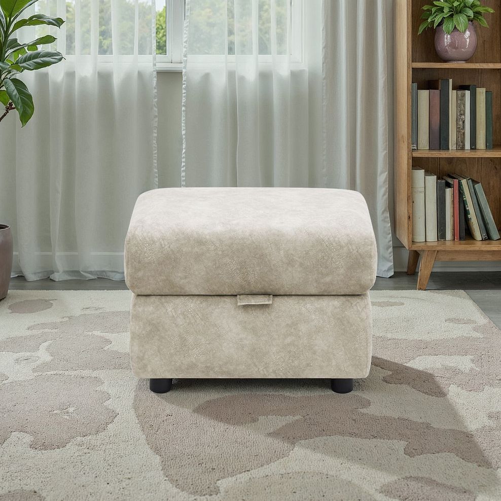 Arabella Storage Footstool in Marble Cream Fabric 1