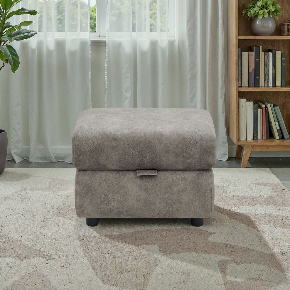 Arabella Storage Footstool in Marble Mink Fabric 1