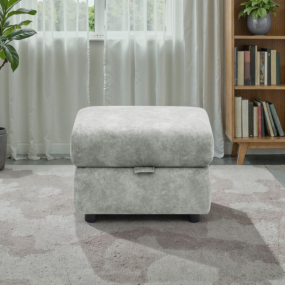 Arabella Storage Footstool in Marble Silver Fabric 1
