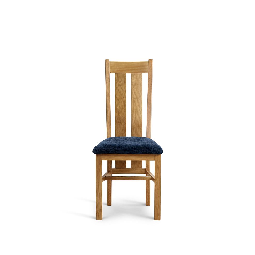 Arched Back Natural Solid Oak Chair with Brooklyn Hummingbird Blue Crushed Chenille Seat 2