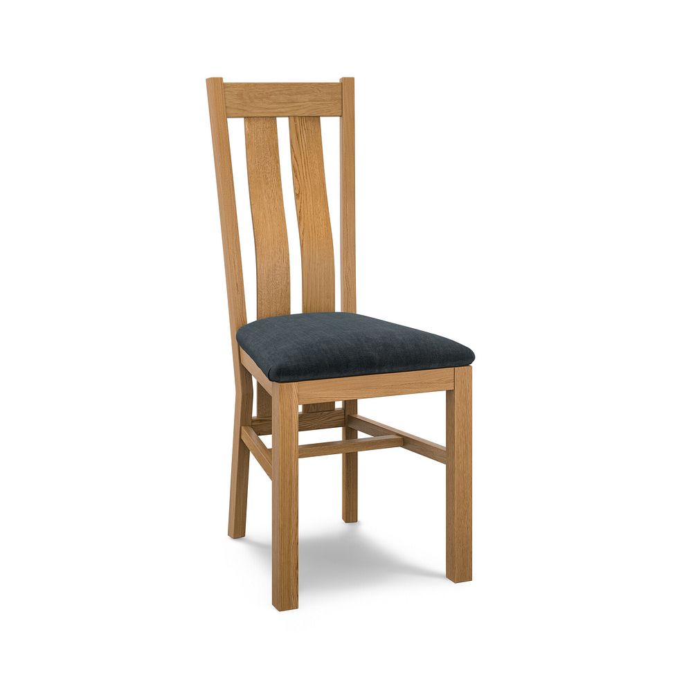 Arched Back Natural Solid Oak Chair with Verona Charcoal Fabric Seat 1
