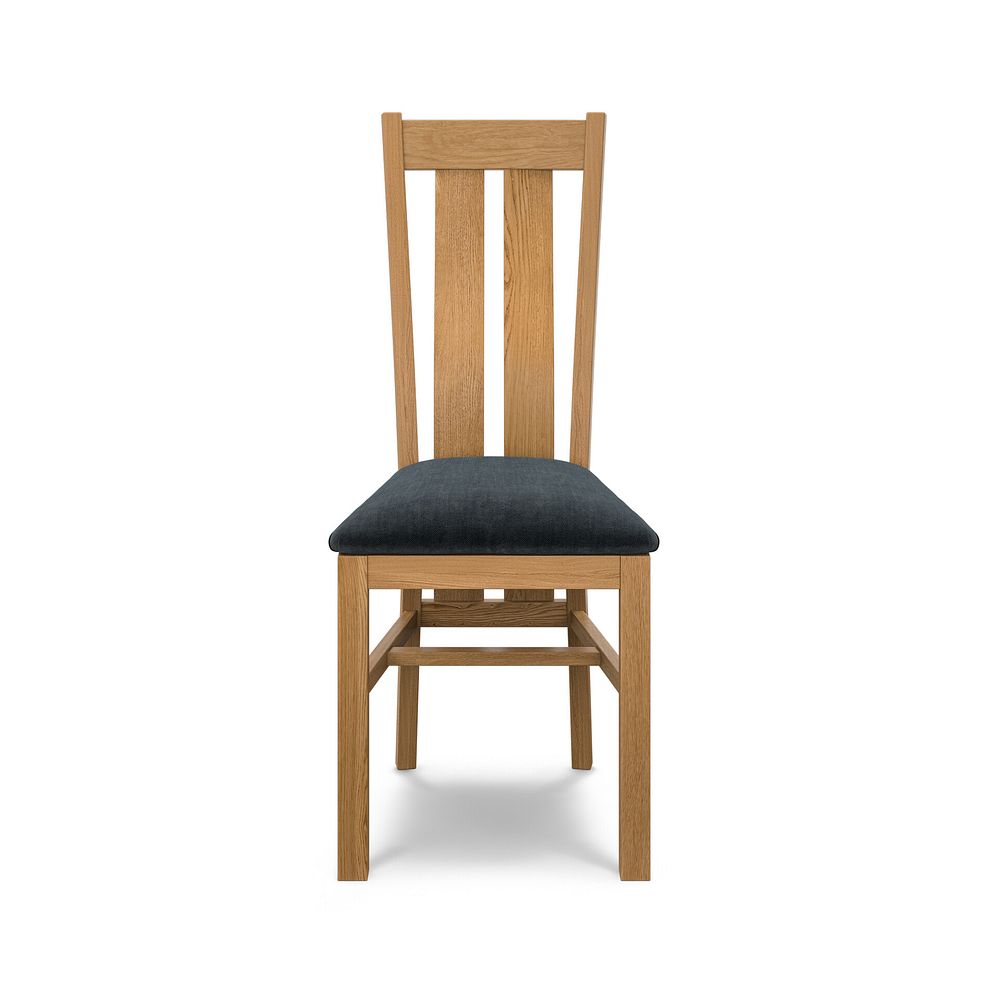 Arched Back Natural Solid Oak Chair with Verona Charcoal Fabric Seat 2