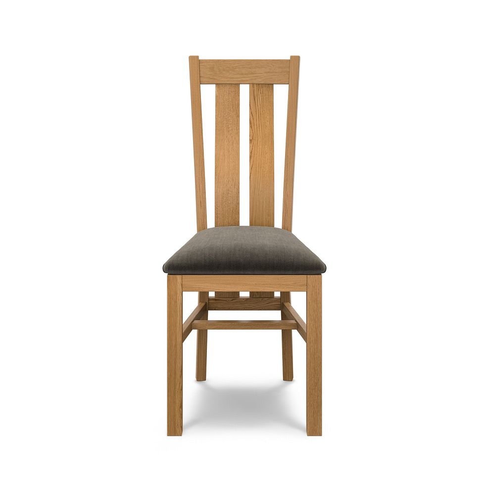Arched Back Natural Solid Oak Chair with Verona Chocolate Fabric Seat 2