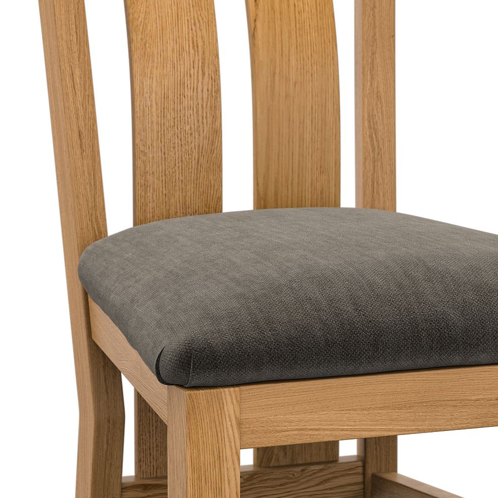 Arched Back Natural Solid Oak Chair with Verona Chocolate Fabric Seat 5