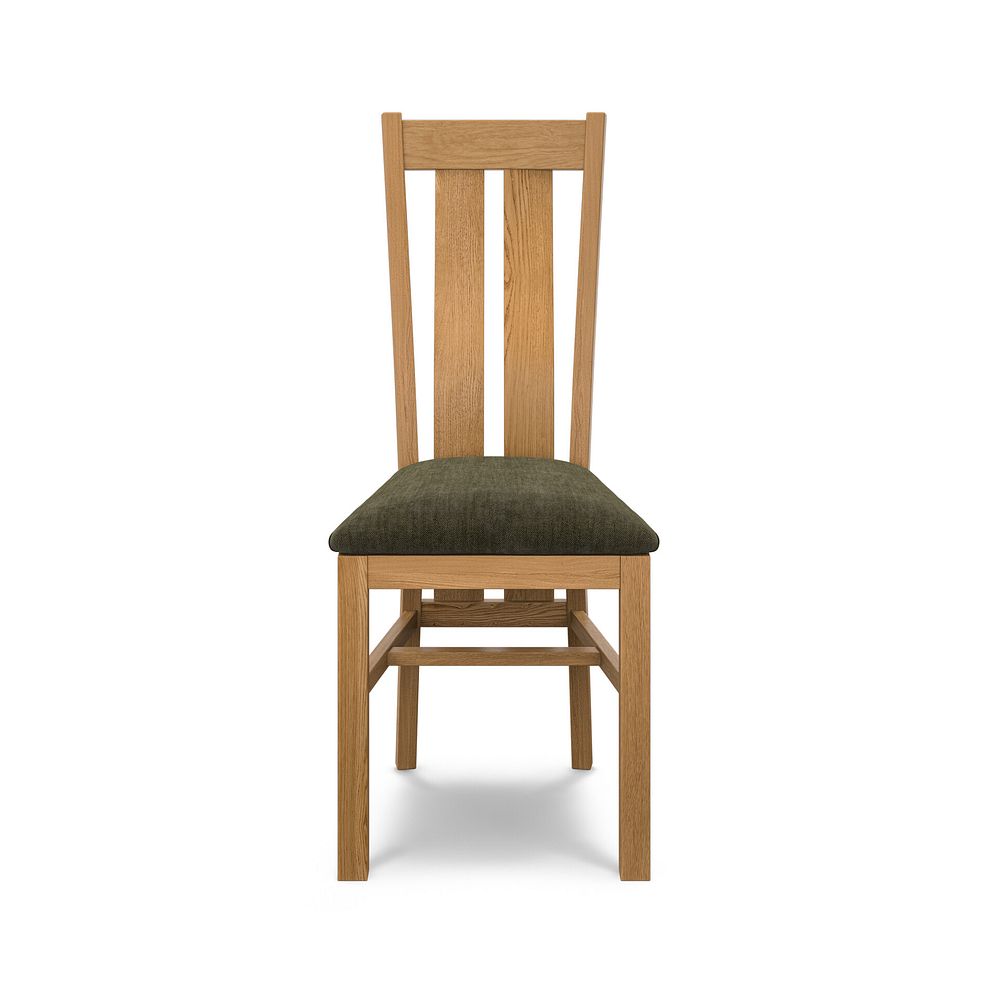 Arched Back Natural Solid Oak Chair with Verona Green Fabric Seat 2