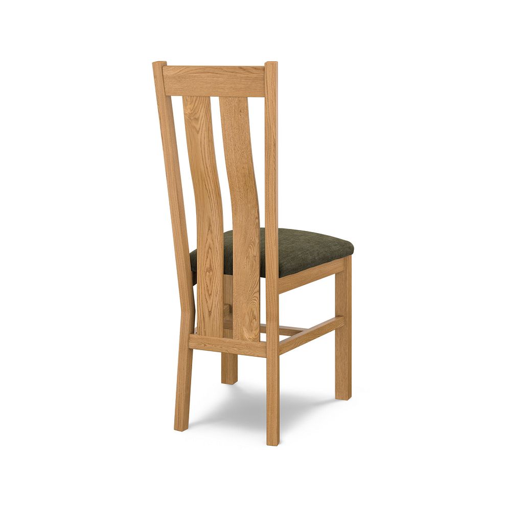 Arched Back Natural Solid Oak Chair with Verona Green Fabric Seat 4