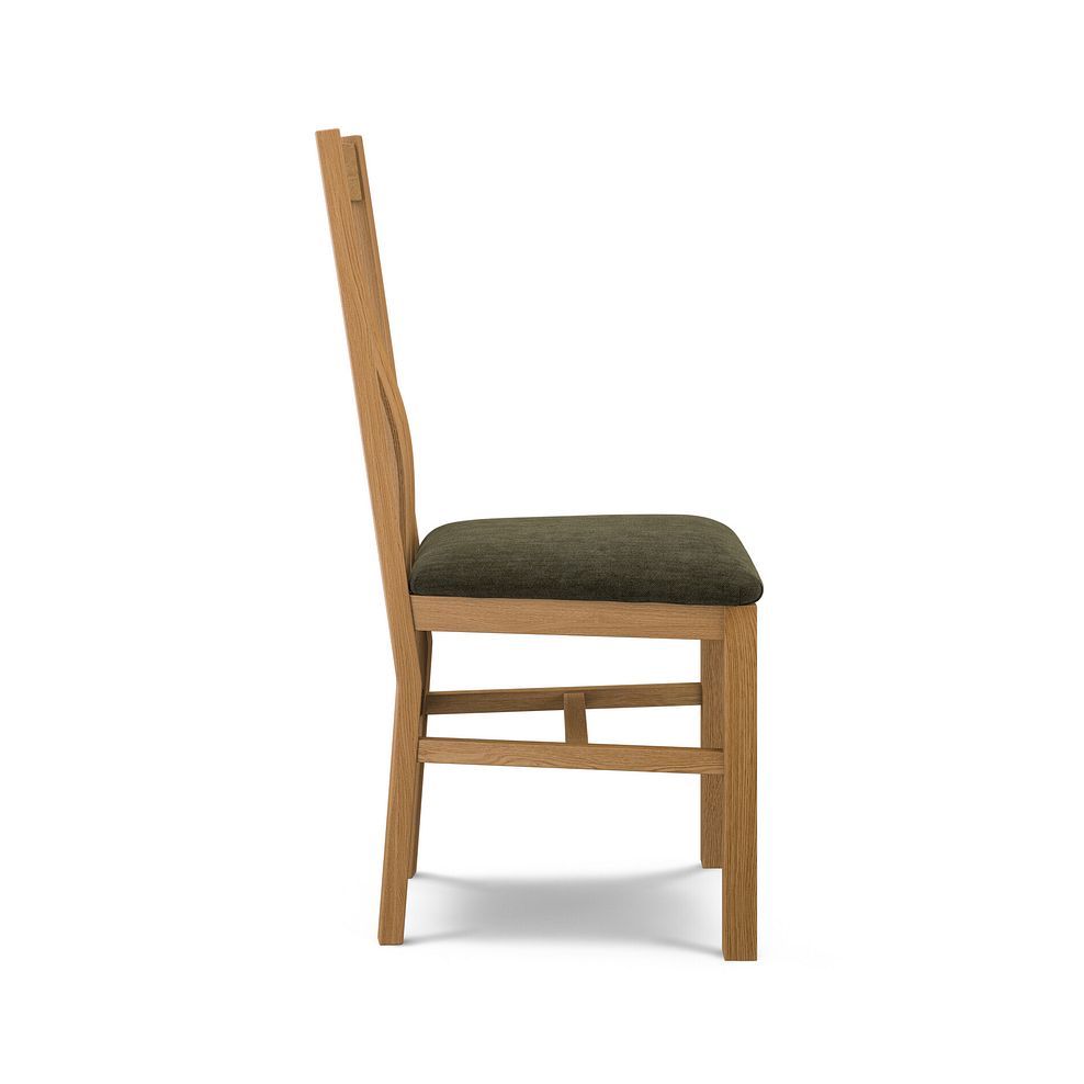 Arched Back Natural Solid Oak Chair with Verona Green Fabric Seat 3