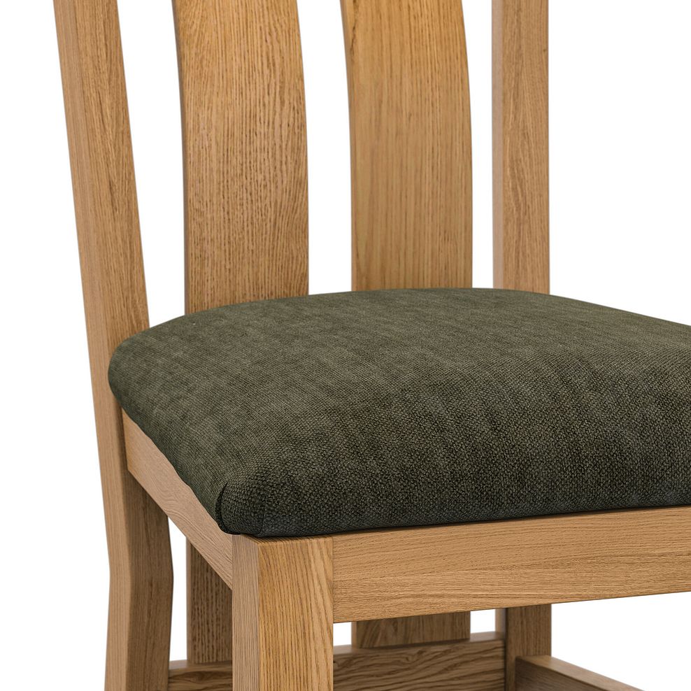 Arched Back Natural Solid Oak Chair with Verona Green Fabric Seat 5