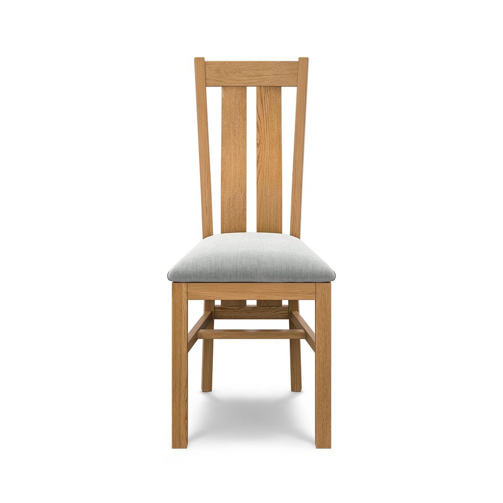 Arched Back Natural Solid Oak Chair with Verona Grey Fabric Seat 3