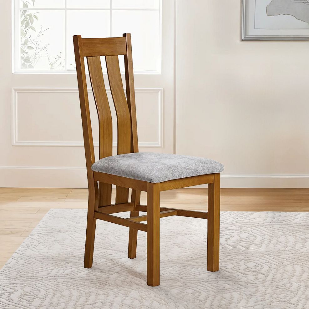 Arched Back Rustic Solid Oak Chair with Brooklyn Quill Grey Crushed Chenille Seat 4