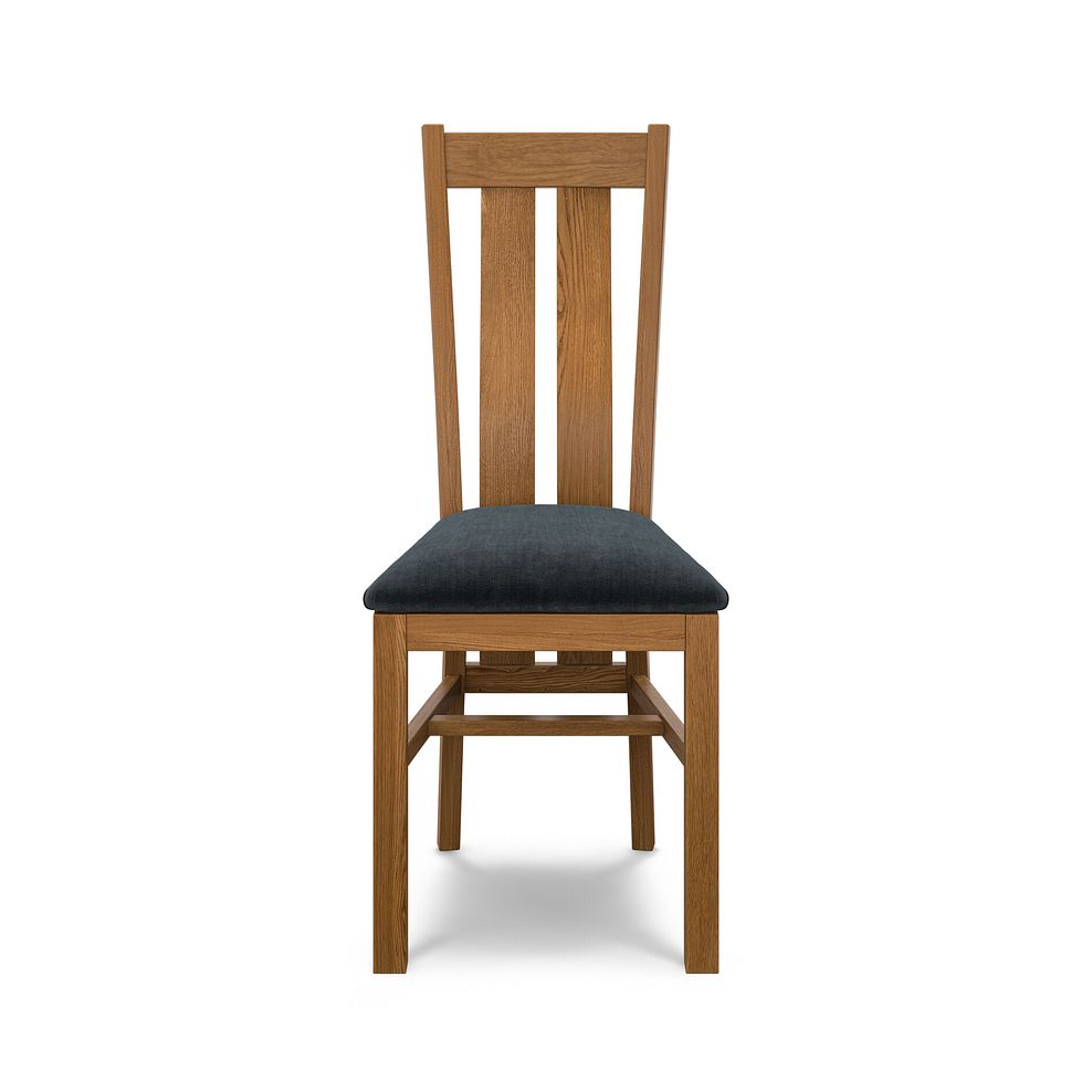 Arched Back Rustic Solid Oak Chair with Verona Charcoal Fabric Seat 2