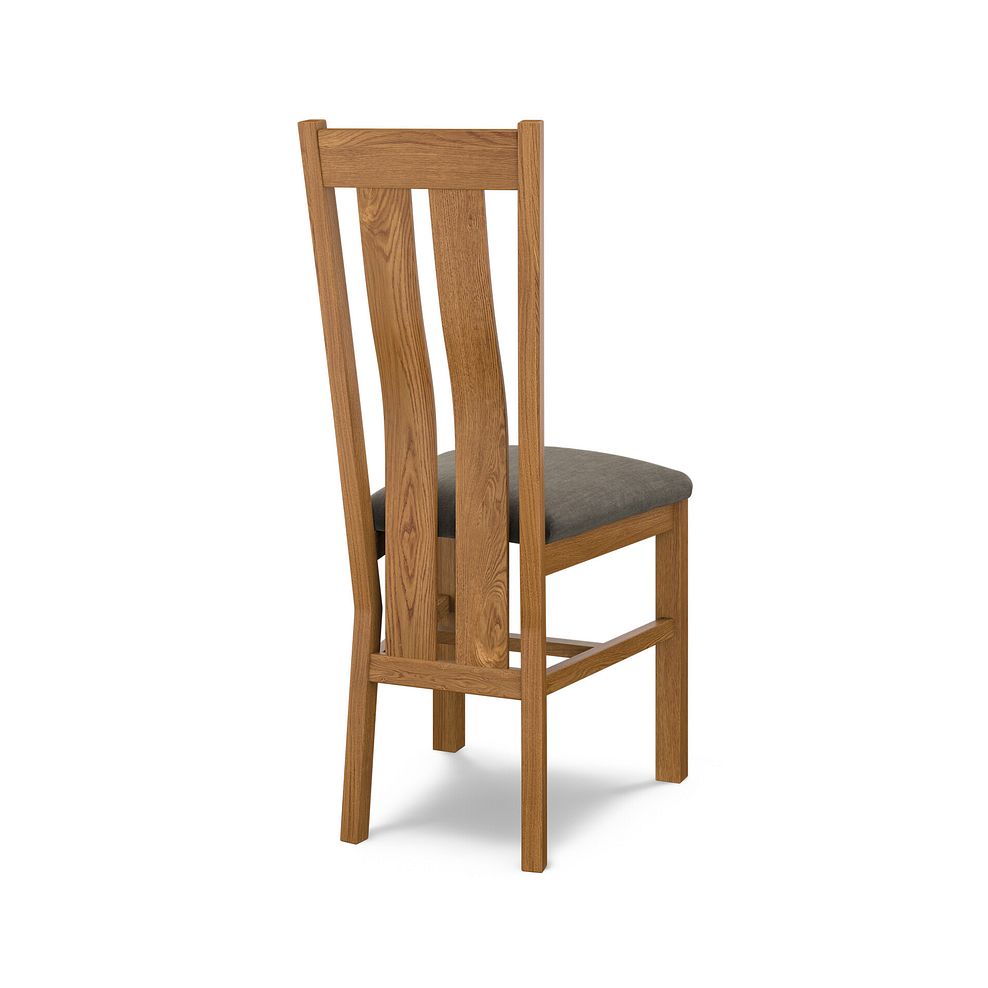 Arched Back Rustic Solid Oak Chair with Verona Chocolate Fabric Seat 4
