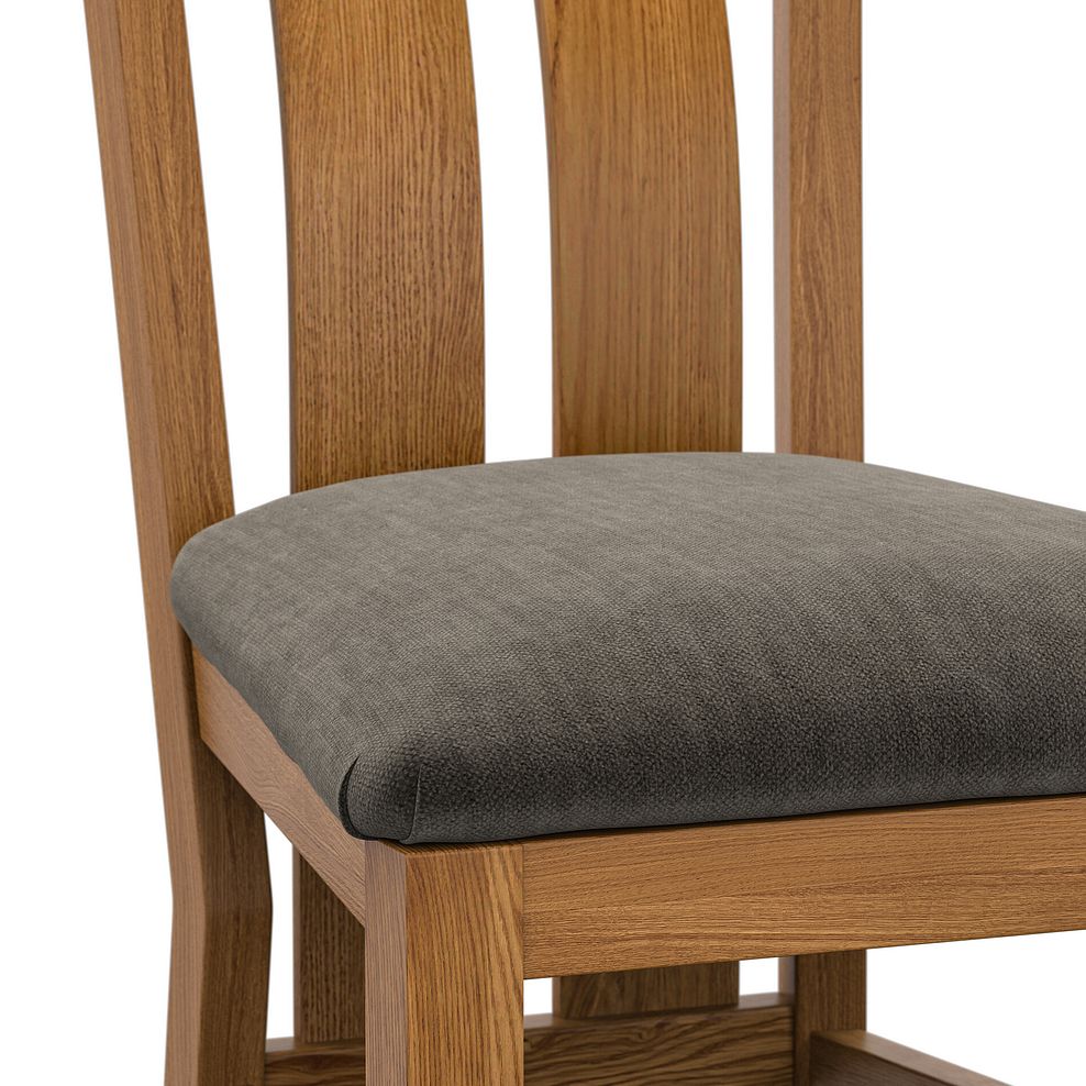 Arched Back Rustic Solid Oak Chair with Verona Chocolate Fabric Seat 5