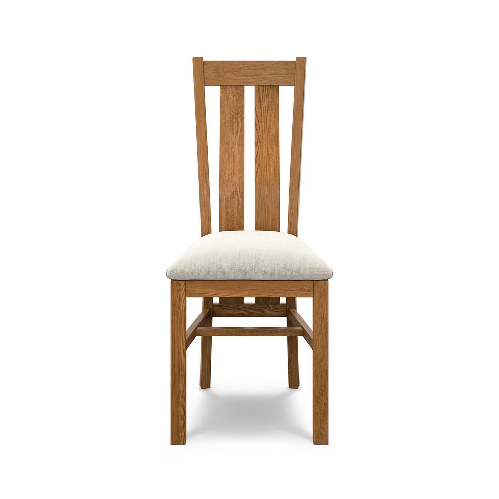 Arched Back Rustic Solid Oak Chair with Verona Cream Fabric Seat 2