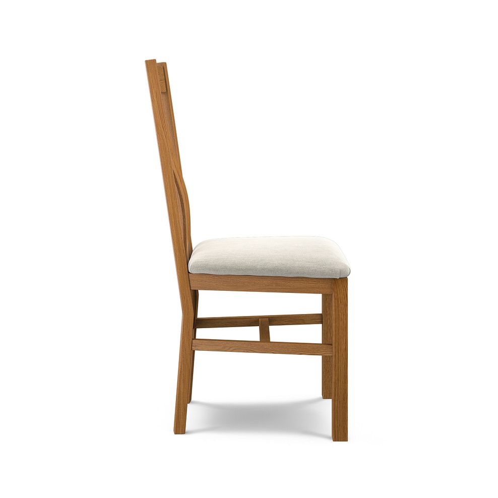 Arched Back Rustic Solid Oak Chair with Verona Cream Fabric Seat 4