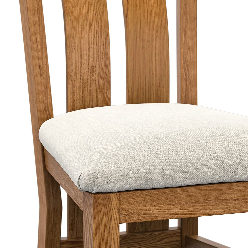 Arched Back Rustic Solid Oak Chair with Verona Cream Fabric Seat 5