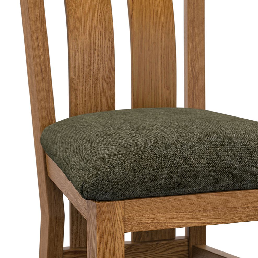 Arched Back Rustic Solid Oak Chair with Verona Green Fabric Seat 5