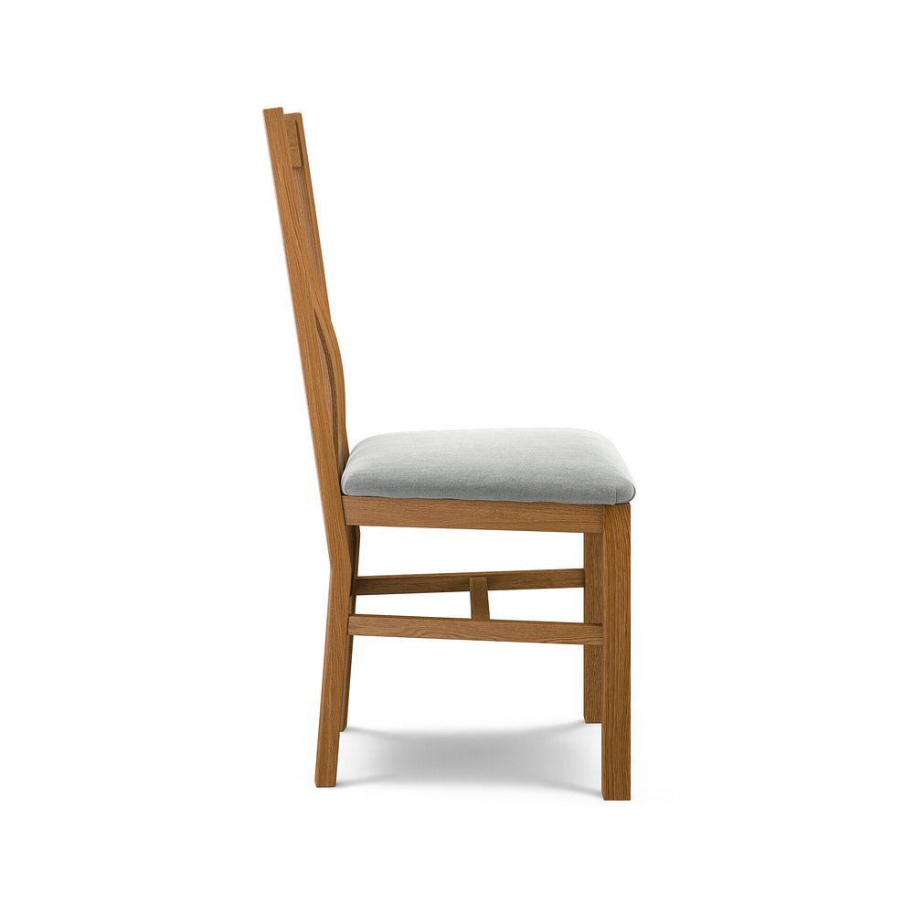 Arched Back Rustic Solid Oak Chair with Verona Grey Fabric Seat 3