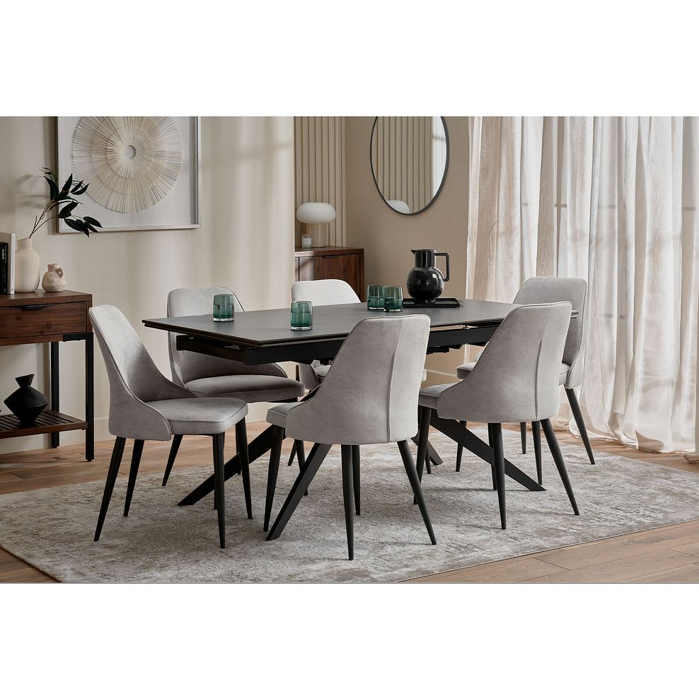 Aria Dining Chair in Light Grey with Black Metal Legs 2