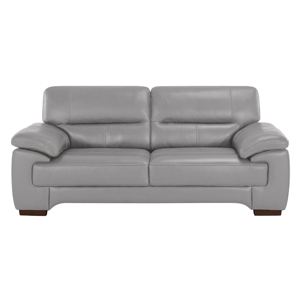 Arlington 3 Seater Sofa in Light Grey Leather Thumbnail 2