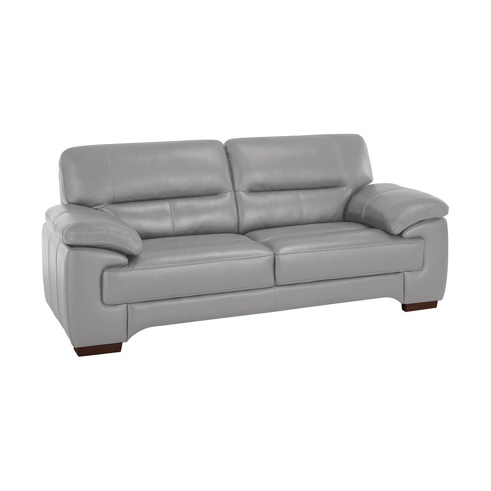 Arlington 3 Seater Sofa in Light Grey Leather Thumbnail 1
