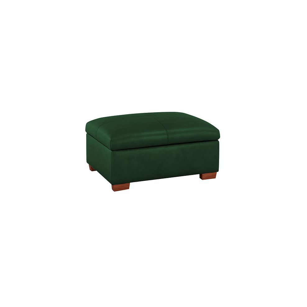 Arlington Storage Footstool in Green Leather 1